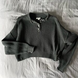 SOLD American Eagle Cropped Knit Henley Sweater